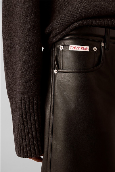 Calvin Klein Faux Leather 5 Pkt Mini Skirt Kadın Etek Siyah