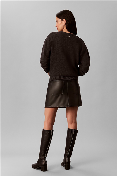 Calvin Klein Faux Leather 5 Pkt Mini Skirt Kadın Etek Siyah