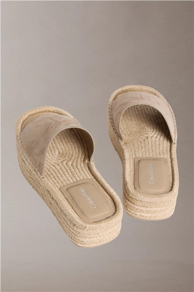 Calvin Klein Flatf Espa Mule Nub Kadın Espadril Bej