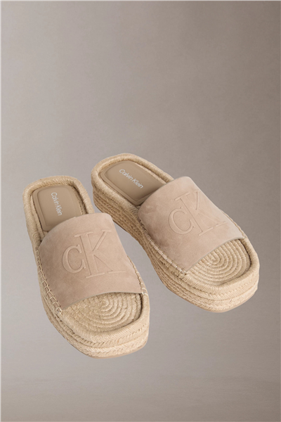 Calvin Klein Flatf Espa Mule Nub Kadın Espadril Bej