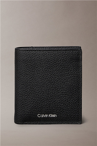 Calvin Klein Foil Emboss Slim Trifold W Coin Erkek Cüzdan Siyah