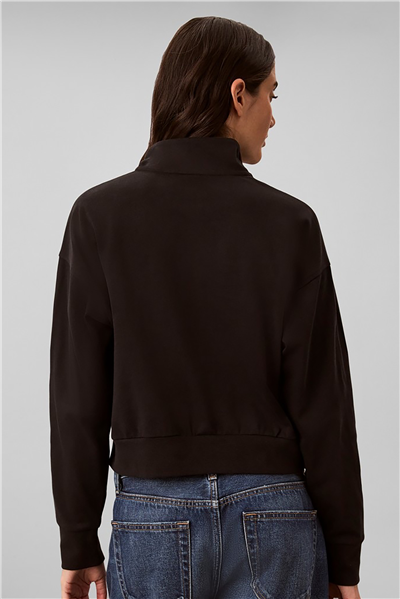 Calvin Klein Heavy Jersey 1/4 Zip Top- Graphi Kadın Pijama Üstü Siyah