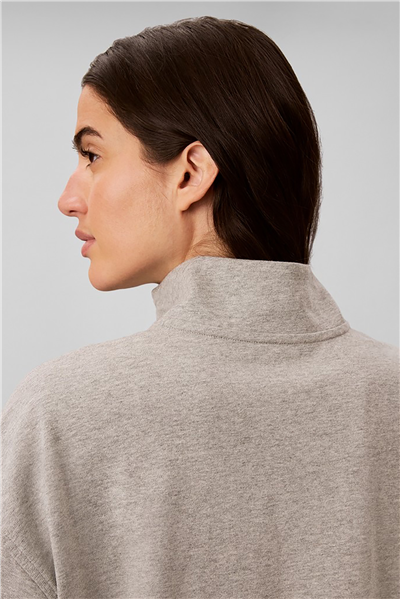 Calvin Klein Heavy Jersey 1/4 Zip Top- Graphi Kadın Pijama Üstü Gri