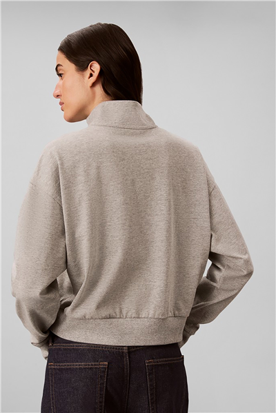 Calvin Klein Heavy Jersey 1/4 Zip Top- Graphi Kadın Pijama Üstü Gri