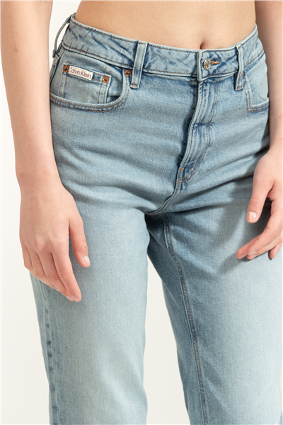 Calvin Klein High Rise Straight S Kadın Jean Pantolon Gri