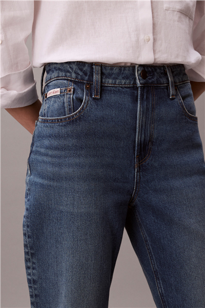 Calvin Klein High Rise Straight V Kadın Jean Pantolon Mavi