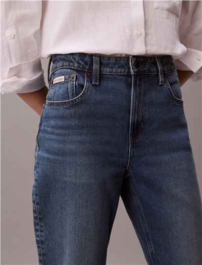 Calvin Klein High Rise Straight V Kadın Jean Pantolon Mavi