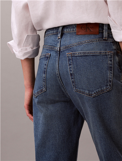 Calvin Klein High Rise Straight V Kadın Jean Pantolon Mavi