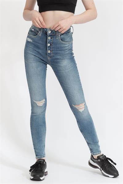 Calvin Klein High Rise Super Skinny Ankle Kadın Jean Pantolon Lacivert