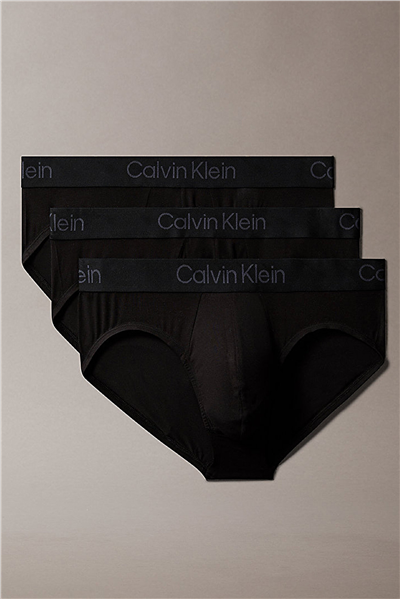 Calvin Klein Hip Brief 3Pk Erkek 3lü Boxer Siyah