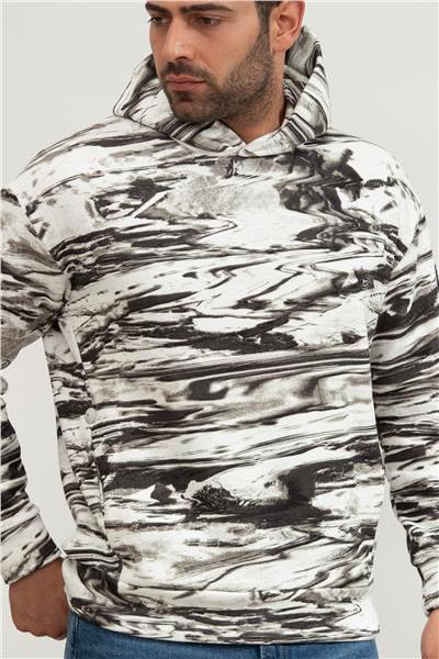 Calvin Klein Horizon Aop Erkek Kapüşonlu Sweatshirt