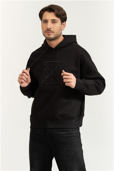Calvin Klein Hvy Weight Terry CK Emblem Hoodi Erkek Kapüşonlu Sweatshirt