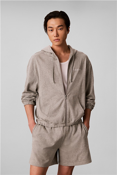 Calvin Klein Icon Essnl L/S Full Zıp Hoodıe Erkek Pijama Üstü Gri