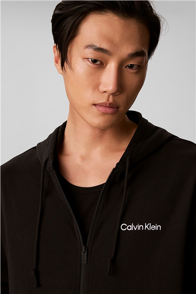 Calvin Klein Icon Essnl L/S Full Zıp Hoodıe Erkek Pijama Üstü Siyah