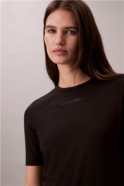 Calvin Klein Icon Sport Actıve Ss Tee Kadın Bisiklet Yaka T-Shirt Siyah
