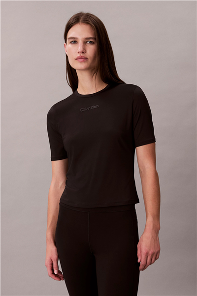 Calvin Klein Icon Sport Actıve Ss Tee Kadın Bisiklet Yaka T-Shirt Siyah