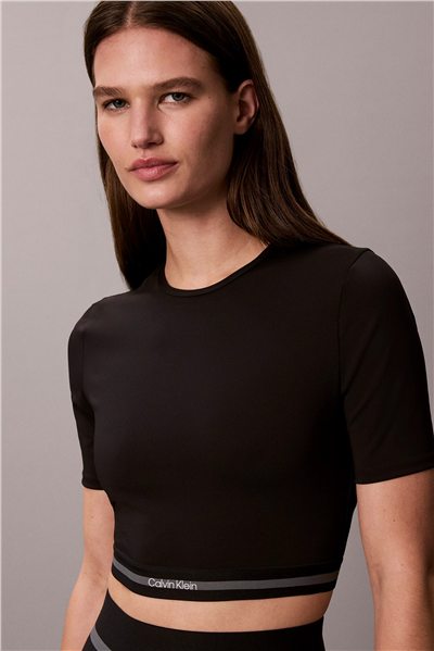 Calvin Klein Icon Sport Ss Tee Wıth Wb Kadın Bisiklet Yaka T-Shirt Siyah