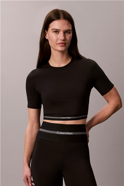 Calvin Klein Icon Sport Ss Tee Wıth Wb Kadın Bisiklet Yaka T-Shirt Siyah