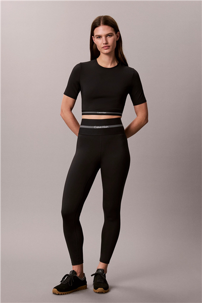 Calvin Klein Icon Sport Ss Tee Wıth Wb Kadın Bisiklet Yaka T-Shirt Siyah