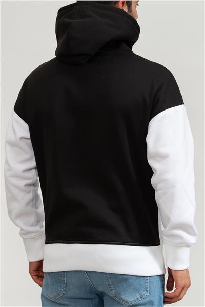 Calvin Klein Institutional Colorblock Erkek Kapüşonlu Sweatshirt Beyaz