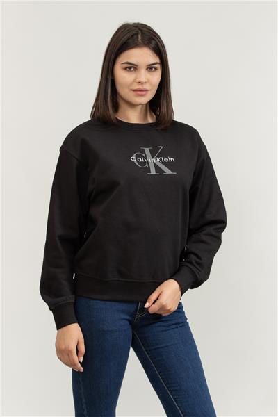 Calvin Klein Ls Monologo French Terry Rlxd Cn Kadın Bisiklet Yaka Sweatshirt