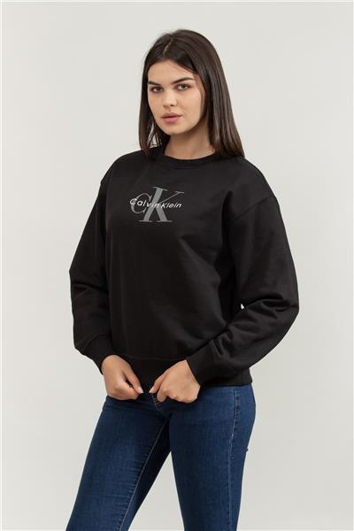 Calvin Klein Ls Monologo French Terry Rlxd Cn Kadın Bisiklet Yaka Sweatshirt