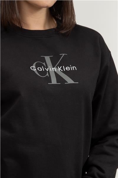 Calvin Klein Ls Monologo French Terry Rlxd Cn Kadın Bisiklet Yaka Sweatshirt
