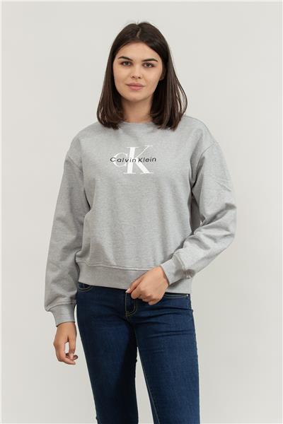 Calvin Klein Ls Monologo French Terry Rlxd Cn Kadın Bisiklet Yaka Sweatshirt
