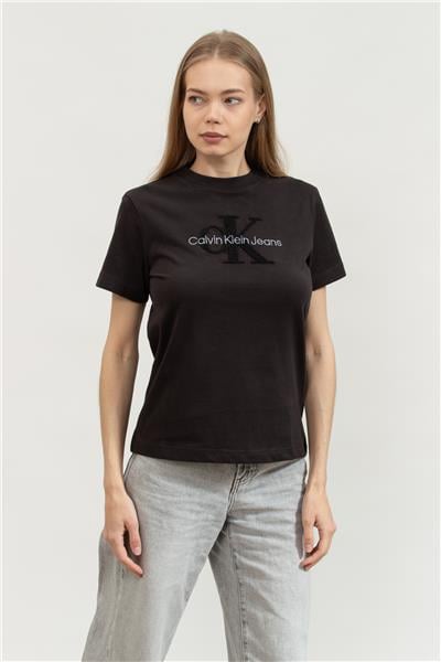 Calvin Klein Kadın Bisiklet Yaka T-Shirt Siyah