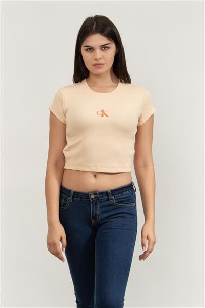 Calvin Klein A- Monogram Baby Tee Kadın Bisiklet Yaka T-Shirt