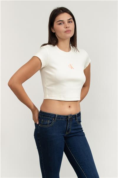 Calvin Klein A- Monogram Baby Tee Kadın Bisiklet Yaka T-Shirt