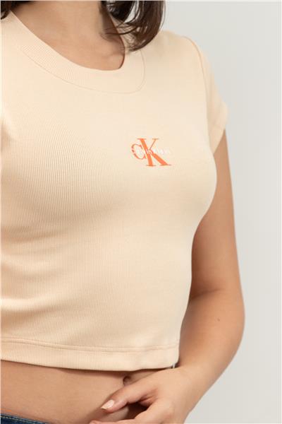 Calvin Klein A- Monogram Baby Tee Kadın Bisiklet Yaka T-Shirt