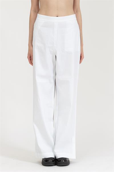 Calvin Klein Linen Wide Leg Pant Kadın Chino Pantolon Beyaz