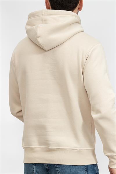 Calvin Klein Logo Tape Hoodie Erkek Kapüşonlu Sweatshirt Bej