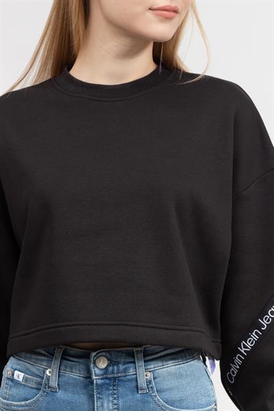 Calvin Klein Logo Tape Kadın Bisiklet Yaka Sweatshirt