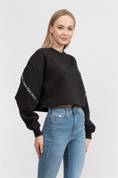 Calvin Klein Logo Tape Kadın Bisiklet Yaka Sweatshirt