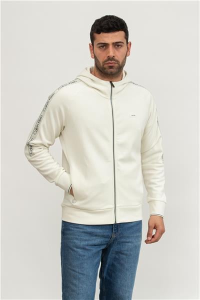Calvin Klein Logo Tape Raglan Zip Through Erkek Fermuarlı Sweatshirt Mavi