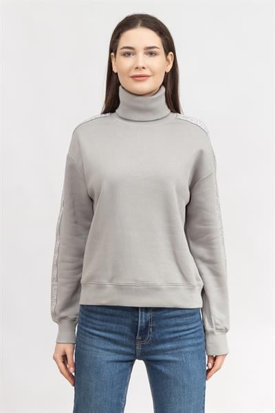 Calvin Klein Logo Tape/Jacquard Kadın Bisiklet Yaka Sweatshirt