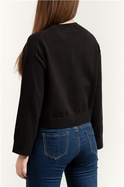 Calvin Klein Long Sleeve Smooth Cotton CK Jac Kadın Triko