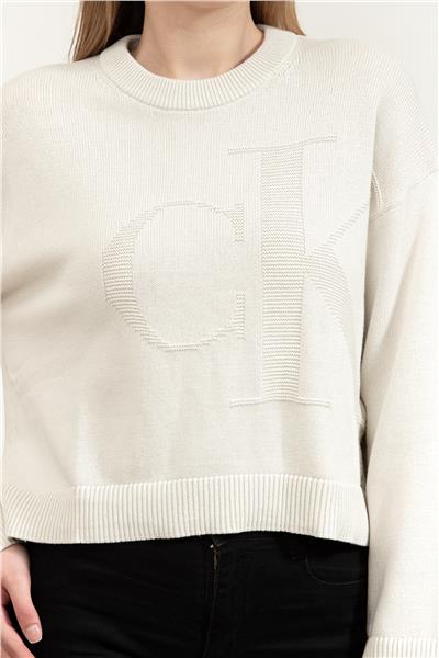 Calvin Klein Long Sleeve Smooth Cotton Ck Kadın Triko