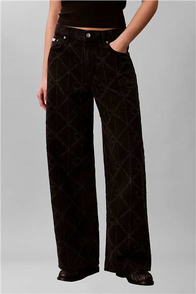 Calvin Klein Low Rise Baggy Ck Worn Black Kadın Jean Pantolon