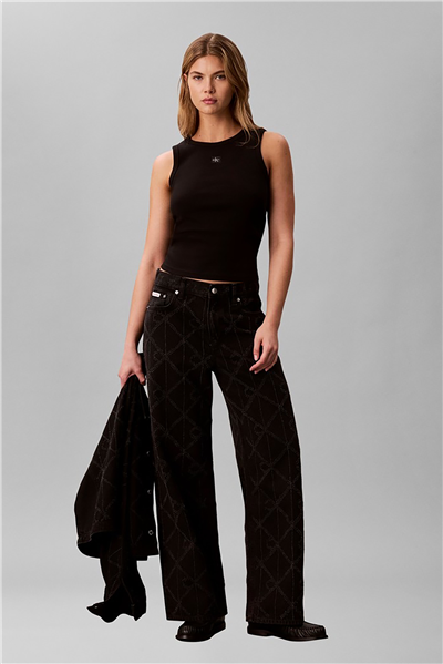 Calvin Klein Low Rise Baggy Ck Worn Black Kadın Jean Pantolon