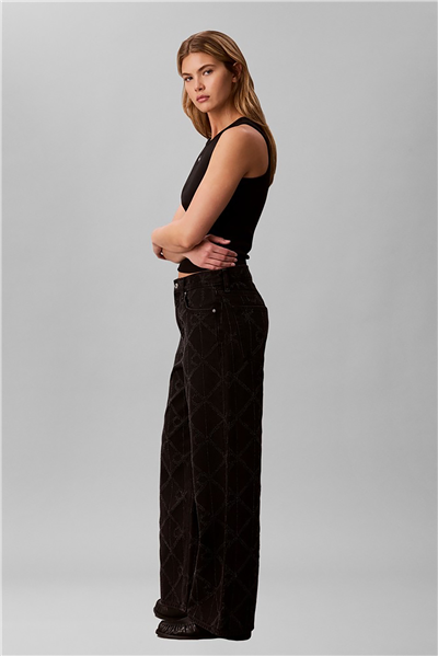 Calvin Klein Low Rise Baggy Ck Worn Black Kadın Jean Pantolon