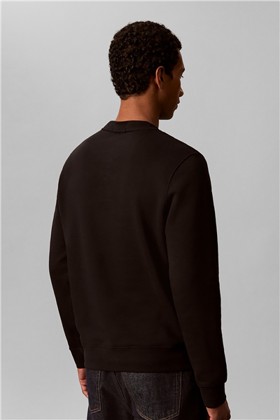 Calvin Klein Ls 350 Terry Spw Rubber Badge Cr Erkek Bisiklet Yaka Sweatshirt Siyah