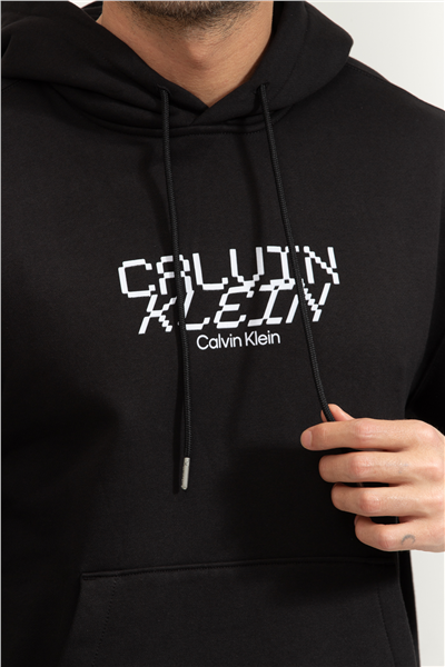Calvin Klein LS 350Fleece Calvin Tech Graphic Erkek Kapüşonlu Sweatshirt