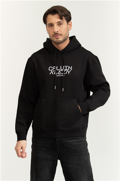 Calvin Klein LS 350Fleece Calvin Tech Graphic Erkek Kapüşonlu Sweatshirt