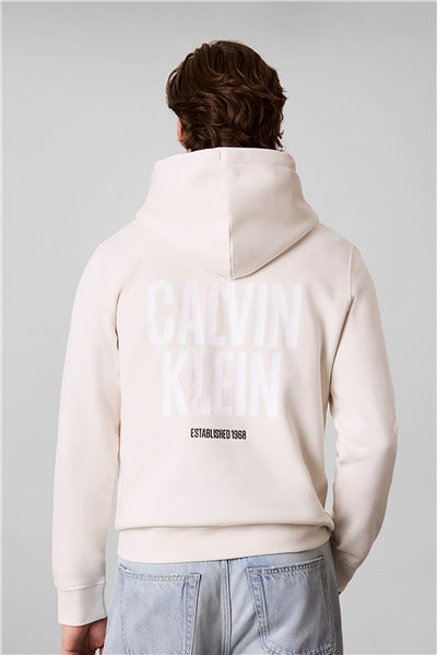 Calvin Klein Ls 350Fleece Eu Bold Clvn Kln Ho Erkek Bisiklet Yaka Sweatshirt Beyaz