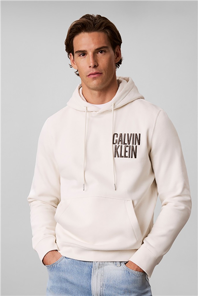 Calvin Klein Ls 350Fleece Eu Bold Clvn Kln Ho Erkek Bisiklet Yaka Sweatshirt Beyaz