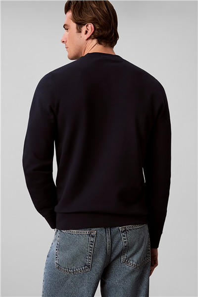 Calvin Klein Ls 350Terry Eu Clvin Box Logo Cn Erkek Bisiklet Yaka Sweatshirt Lacivert