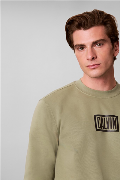 Calvin Klein Ls 350Terry Eu Clvin Box Logo Cn Erkek Bisiklet Yaka Sweatshirt